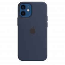 Оригинален гръб Silicone Cover за Apple iPhone 12 Mini 5.4" - тъмно син / лого