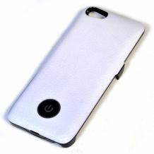 Заден твърд гръб / външна батерия / Battery power bank G5-F8 за Apple iPhone 5 / iPhone 5S 3000mAh - бял / имитиращ кожа