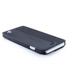 Оригинален кожен калъф Flip тефтер BMW за Apple iPhone 6 4.7" - черен / booktype case