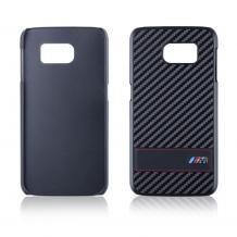 Оригинален кожен твърд гръб BMW за Samsung Galaxy S6 G920 - черен / Carbon