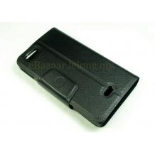 Кожен калъф Flip тефтер със стойка за Sony Xperia Miro ST23i - черен