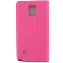 Кожен калъф Flip Cover S-View тип тефтер Puloka SS Case за Samsung Galaxy Note 4 N910 / Samsung Note 4 - цикламен със стойка
