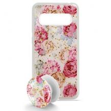 Луксозен силиконов калъф / гръб / TPU Summer Breeze с Popsocket за Samsung Galaxy S8 Plus G955 - Roses