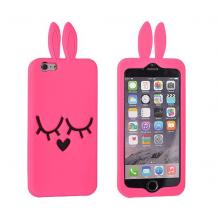 Силиконов калъф / гръб / TPU 3D за Apple iPhone 5 / iPhone 5S / iPhone SE - розов / Face / заешки ушички