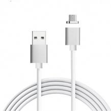 Магнитен USB кабел / USB Type-C Magnetic Charging Data Cable за Samsung Galaxy A8 Plus 2018 A730 - сребрист / бял