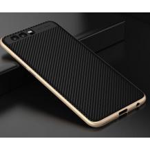 Луксозен силиконов калъф / гръб / TPU за Huawei P10 - черен / златист кант / carbon