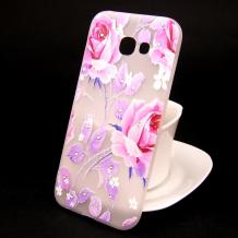 Луксозен силиконов калъф / гръб / TPU с камъни за Samsung Galaxy A5 2017 A520 - прозрачен / рози