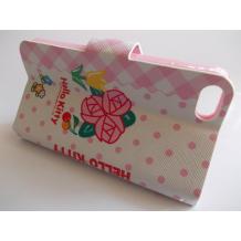 Кожен калъф Flip тефтер със стойка за Apple iPhone 5 / iPhone 5S - Hello Kitty / розов