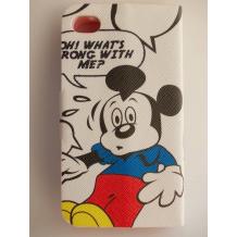Кожен калъф Flip тефтер със стойка за Apple iPhone 4 / iPhone 4S - Mickey / бял