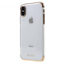 Луксозен твърд гръб VORSON VC-054 за Apple iPhone X - прозрачен / златист кант