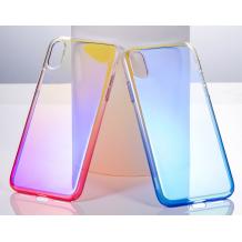 Луксозен силиконов гръб BASEUS Glow Case за Apple iPhone XS Max - преливащ / прозрачно и розово