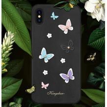 Луксозен твърд гръб със силиконов кант KINGXBAR Swarovski Diamond за Apple iPhone XR - черен / Butterfly