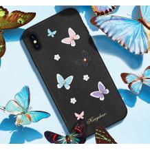 Луксозен твърд гръб със силиконов кант KINGXBAR Swarovski Diamond за Apple iPhone XR - черен / Butterfly