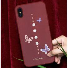 Луксозен твърд гръб със силиконов кант KINGXBAR Swarovski Diamond за Apple iPhone XS Max - червен / Butterfly