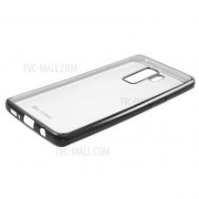 Оригинален силиконов калъф / гръб / TPU G-Case Plating за Samsung Galaxy S9 G960 - прозрачен / черен кант