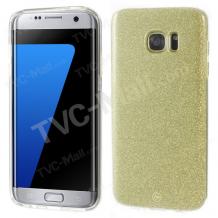Луксозен ултра тънък силиконов калъф / гръб / TPU Ultra Thin FSHANG за Samsung Galaxy S8 G950 - златист / брокат