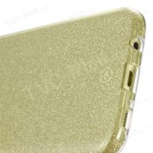 Луксозен ултра тънък силиконов калъф / гръб / TPU Ultra Thin FSHANG за Samsung Galaxy S8 G950 - златист / брокат