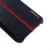 Оригинален кожен гръб HOCAR за Samsung Galaxy S6 Edge G925 - черен с червен кант