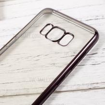 Оригинален силиконов калъф / гръб / TPU G-Case Plating за Samsung Galaxy S8 Plus G955 - прозрачен / черен кант