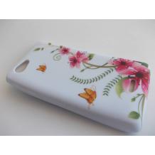 Силиконов гръб / калъф / ТПУ за Sony Xperia J ST26i - бял с розови цветя