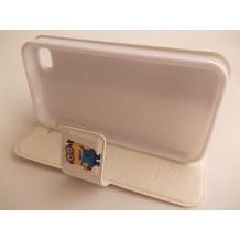 Кожен калъф Flip тефтер със стойка 3D за Apple iPhone 4 / iPhone 4S - Minions / миньони / Аз проклетникът / Despicable me / бял