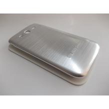 Луксозен кожен калъф Flip тефтер Croco за Samsung Galaxy Grand I9080 / Samsung Grand I9082 - бял с алуминиев гръб