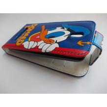 Кожен калъф Flip тефтер за HTC Desire 500 - Donald Duck / син