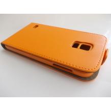 Кожен калъф Flip тефтер със силиконов гръб за Samsung Galaxy S5 G900 - оранжев