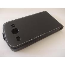 Кожен калъф Flip тефтер със силиконов гръб за Samsung Galaxy Core I8260 / Samsung Core I8262 - черен