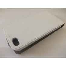 Кожен калъф Flip тефтер със силиконов гръб за Apple iPhone 5 / iPhone 5S - бял