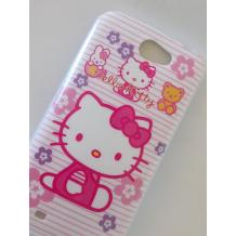 Силиконов калъф / гръб / TPU за Samsung Galaxy Note 2 N7100 / Note II N7100 - Hello Kitty / бял с цветя