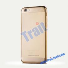 Луксозен ултра тънък силиконов калъф / гръб / TPU Ultra Thin Joyroom Design Platinum Series за Apple iPhone 6 4.7" - прозрачен / златен