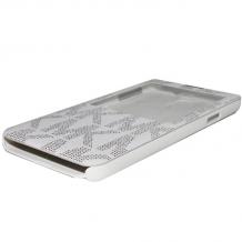 Луксозен кожен калъф Flip Cover S-View за Samsung Galaxy Note 3 N9000 / Samsung Note III N9005 - Michael Kors / бял