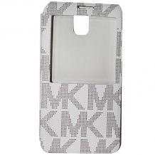 Луксозен кожен калъф Flip Cover S-View за Samsung Galaxy Note 3 N9000 / Samsung Note III N9005 - Michael Kors / бял