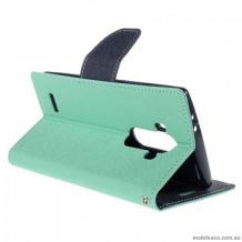 Кожен калъф Flip тефтер Mercury GOOSPERY Fancy Diary със стойка за LG G4 - зелено и тъмно синьо