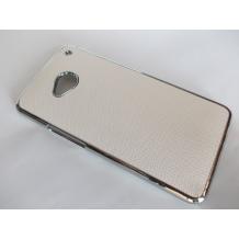 Заден предпазен твърд гръб / капак / за HTC One M7 - бял с метален кант