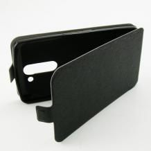 Ултра тънък кожен калъф Flip тефтер Flexi за LG L Bello D331 - черен