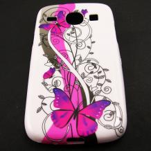 Силиконов калъф TPU / гръб / за Samsung Galaxy Core I8260 / I8262 - лилави пеперуди