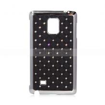 Твърд гръб / капак / с камъни за Samsung Galaxy Note Edge - черен с метален кант