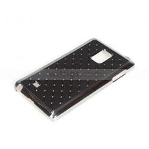 Твърд гръб / капак / с камъни за Samsung Galaxy Note Edge - черен с метален кант