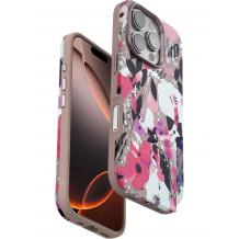 Луксозен гръб / кейс / Flower Series Case с безжично зареждане MagSafe за Apple iPhone 16 Pro (6.3) - пепел от рози / цветя