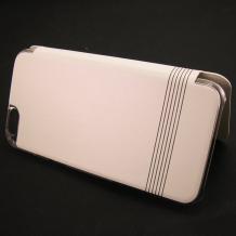Луксозен кожен калъф тип Flip тефтер FSHANG Elegant Series за Apple iPhone 6 4.7'' - S-View / бял