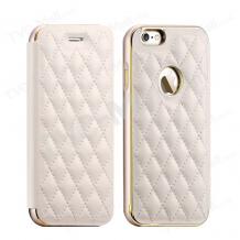 Метален бъмпер / Bumper / с кожен калъф от две части / Leather Xuenair Case за Apple iPhone 6 / 6S - бял