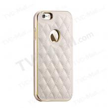 Метален бъмпер / Bumper / с кожен калъф от две части / Leather Xuenair Case за Apple iPhone 6 / 6S - бял