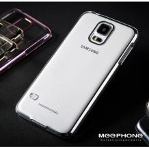 Луксозен твърд гръб / капак / MEEPHONG Noble Series за Samsung Galaxy S5 G900 - прозрачен със сребрист кант