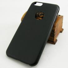 Твърд гръб / капак / за Apple iPhone 6 Plus 5.5'' - черен / имитиращ кожа