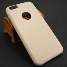 Твърд гръб / капак / за Apple iPhone 6 Plus 5.5'' - бял / имитиращ кожа