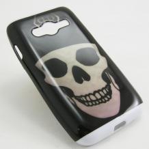 Силиконов калъф / гръб / TPU за Samsung Galaxy Ace 4 G313 - Skull / черно и бяло