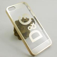 Луксозен твърд гръб / капак / за Apple iPhone 5 / iPhone 5S - златист / Dolche and Gabbana