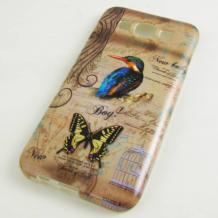 Силиконов калъф / гръб / TPU за Samsung Galaxy E5 / Samsung E5 - Butterfly and Bird